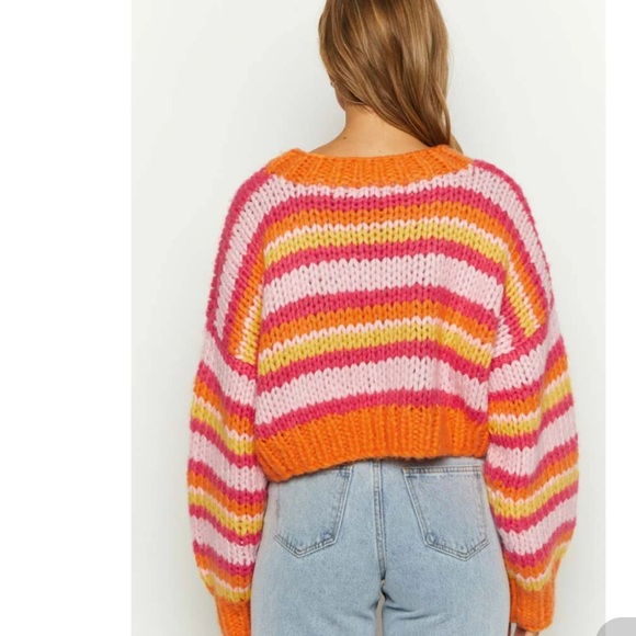 Belmont stripped Cropped sweater Orange, Pink, Yellow, Red - Picture 10 of 12